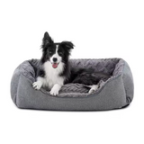 Eco Friendly Comfortable Modern Grey Lamb Fleece Calming Pet Large Bed