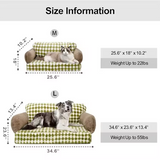 Custom Warming Green Plush Plaid Rectangle Orthopedic Memory Foam Dog Sofa Bed