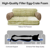 Custom Warming Green Plush Plaid Rectangle Orthopedic Memory Foam Dog Sofa Bed