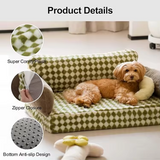 Custom Warming Green Plush Plaid Rectangle Orthopedic Memory Foam Dog Sofa Bed