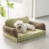 Custom Warming Green Plush Plaid Rectangle Orthopedic Memory Foam Dog Sofa Bed