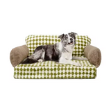 Custom Warming Green Plush Plaid Rectangle Orthopedic Memory Foam Dog Sofa Bed