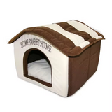 Large House Washable Luxury Covered Pet Bed With Detachable Cushion