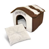 Large House Washable Luxury Covered Pet Bed With Detachable Cushion