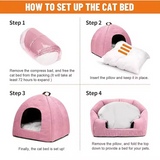 Custom Fluffy Comfort Cozy Pink Calming Modern Cute Xoft Igloo Cat Cave Bed