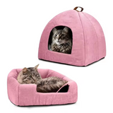 Custom Fluffy Comfort Cozy Pink Calming Modern Cute Xoft Igloo Cat Cave Bed