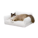 Warming Furniture Luxury White Plush Orthopedic Memory Foam Dog Sofa Bed