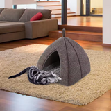 Custom Chenille Comfortable Pet Cave Bed With Hooded Cover