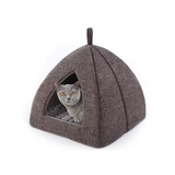 Custom Chenille Comfortable Pet Cave Bed With Hooded Cover