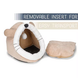 Custom Light Brown Plush Mouse Shape Dog Cat Cave Bed