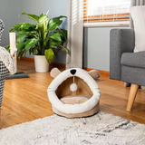 Custom Light Brown Plush Mouse Shape Dog Cat Cave Bed