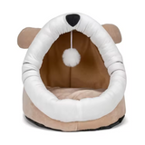 Custom Light Brown Plush Mouse Shape Dog Cat Cave Bed