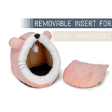 Custom Light Pink Plush Mouse Shape Dog Cat Cave Bed