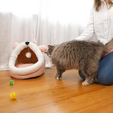 Custom Light Pink Plush Mouse Shape Dog Cat Cave Bed