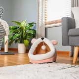 Custom Light Pink Plush Mouse Shape Dog Cat Cave Bed