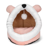 Custom Light Pink Plush Mouse Shape Dog Cat Cave Bed