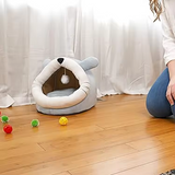 Custom Light Blue Plush Mouse Shape Dog Cat Cave Bed