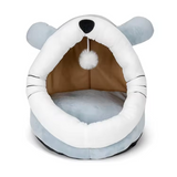 Custom Light Blue Plush Mouse Shape Dog Cat Cave Bed