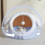 Large Washable Blue Plush Rabbit Ears Shape Pet Cave Bed