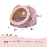 Pink Plush Rabbit Ears Shape Pet Cave Bed Eco Friendly