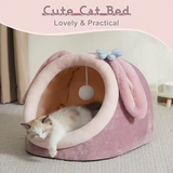 Pink Plush Rabbit Ears Shape Pet Cave Bed Eco Friendly