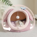 Pink Plush Rabbit Ears Shape Pet Cave Bed Eco Friendly
