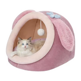 Pink Plush Rabbit Ears Shape Pet Cave Bed Eco Friendly