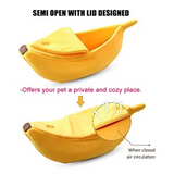 Comfortable Deep Sleep Yellow Plush Banana Cat Cave Bed