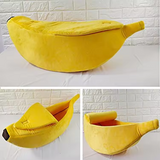 Comfortable Deep Sleep Yellow Plush Banana Cat Cave Bed