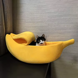 Comfortable Deep Sleep Yellow Plush Banana Cat Cave Bed