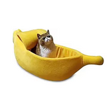 Comfortable Deep Sleep Yellow Plush Banana Cat Cave Bed