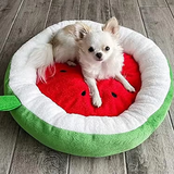 Luxury Soft Pp Cotton Filling Round Cat Bed Plush Watermelon Shape Pet Mat