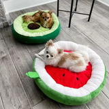 Luxury Soft Pp Cotton Filling Round Cat Bed Plush Watermelon Shape Pet Mat