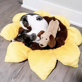 Custom Logo Portable Yellow Plush Sunflower Shape Pet Mat