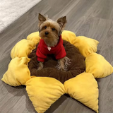 Custom Logo Portable Yellow Plush Sunflower Shape Pet Mat