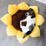Custom Logo Portable Yellow Plush Sunflower Shape Pet Mat