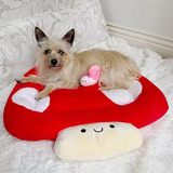 Custom Personalized Red Plush Cute Mushroom Shape Pet Mat Bed