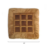 Fashion Cute Brown Waffle Shaped Pet Mat With Chicken Drumstick Plush Toy