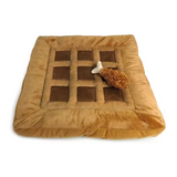 Fashion Cute Brown Waffle Shaped Pet Mat With Chicken Drumstick Plush Toy