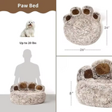 Customized Portable Soft Brown Plush Paw Round Dog Bed