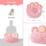 Eco Friendly Comfortable Modern Cute Round Pink Plush Paw Calming Pet Large Bed