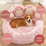 Eco Friendly Comfortable Modern Cute Round Pink Plush Paw Calming Pet Large Bed