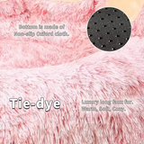 Eco Friendly Comfortable Modern Cute Round Pink Plush Paw Calming Pet Large Bed