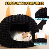 New Portable Luxury Halloween Black Pet Cave Bed With Removable Cushion