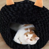 New Portable Luxury Halloween Black Pet Cave Bed With Removable Cushion