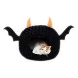 New Portable Luxury Halloween Black Pet Cave Bed With Removable Cushion