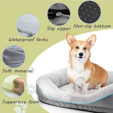 Custom Grey Plush Eco Friendly Rectangle Calming Dog Sofa Beds