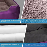 Purple Short Plush Rectangle Detachable Wash Cushion Pet Bed