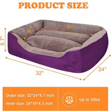 Purple Short Plush Rectangle Detachable Wash Cushion Pet Bed