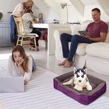 Purple Short Plush Rectangle Detachable Wash Cushion Pet Bed